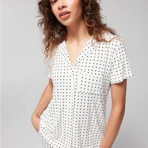Soma LS Notch Collar Pajama Top Whimsy‎ Dot Ivory M NWT IN PACKAGING